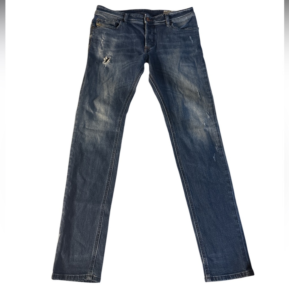 Diesel Men's Distressed Blue Jeans